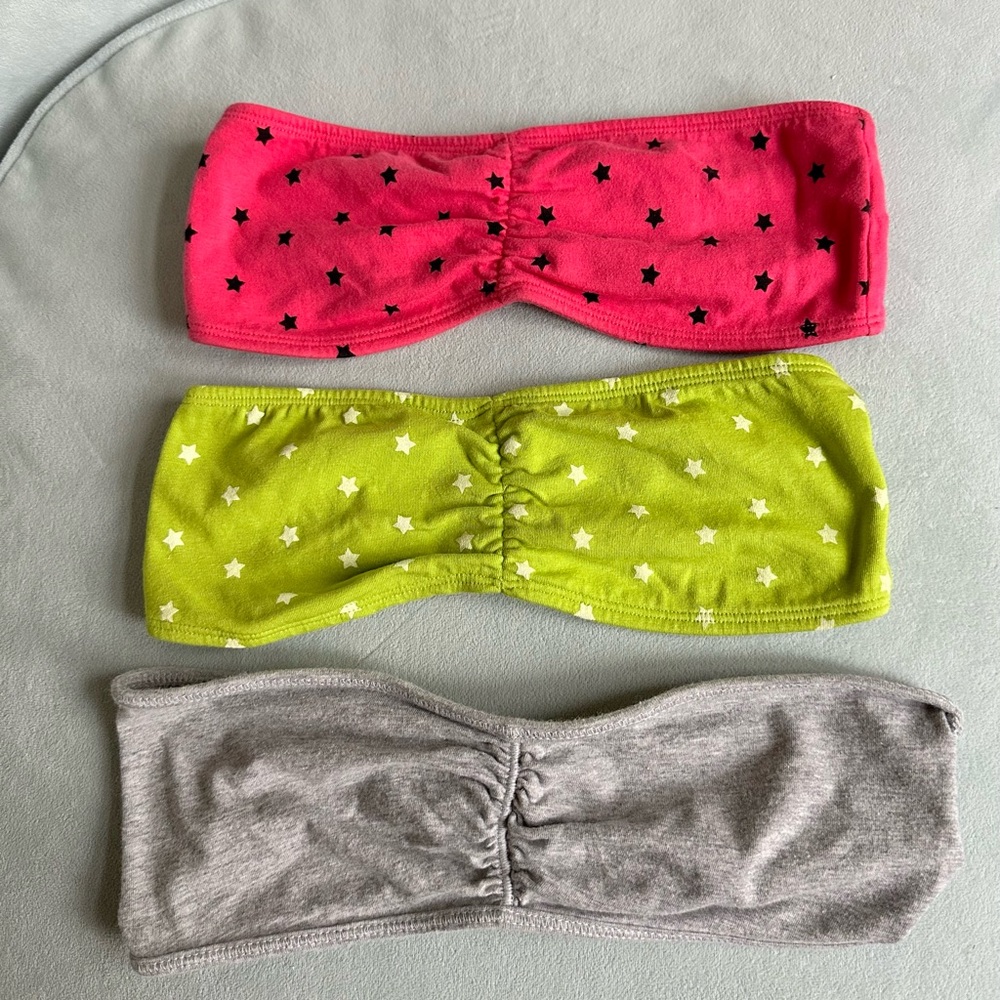 Star Print Bandeau bras - Pink, Lime & Gray